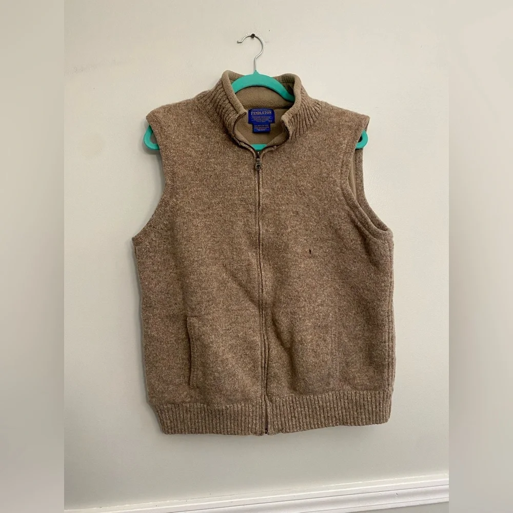 Pendleton Fleece Lined 100% Shetland Wool Full Zip Vest Men's Sz L read descrip‎